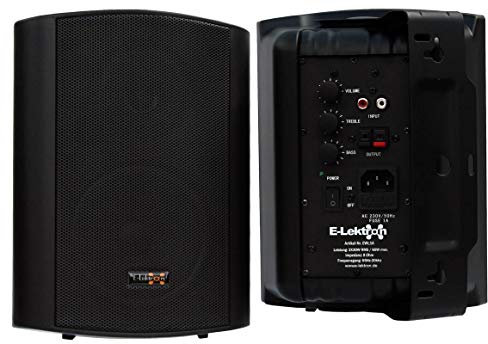 E-Lektron EWL5A Stereo Aktiv Wand-Lautsprecher Paar inkl. Wandhalter - 5 2X 60W (Schwarz)
