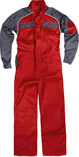 Work Team Buzo Recto con Cuello de Tira, Mangas y Detalles bicolores. Hombre Rojo+Gris 66