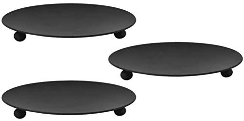 BESPORTBLE Kerze Untersetzer Stumpenkerzenhalter Metall Kerzenständer Rund Kerzenhalter Eisen Kunst Schwarz 7,5 cm 3 Stück Hochzeit Neujahr Weihnachten Party Festival Bankett Tischdeko Räucherteller