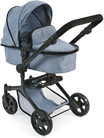Bayer Chic 2000 Poussette de poupée Mika, Poussette combinée 2 en 1 pour Enfants de 4 à 8 Ans, Jeans Bleu, garçons