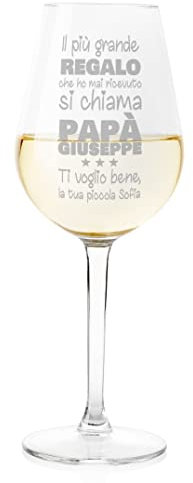 bubbleshirt Calice Vino Personalizzabile papà Festa del papà Il più Grande Regalo Si Chiama papà ca 500 ml