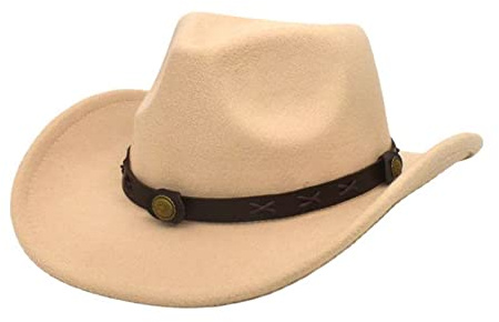 Faringoto Sombrero de vaquero para hombre, sombrero de vaquera, sombrero de fieltro, sombreros de federas para mujer, beige, Talla única