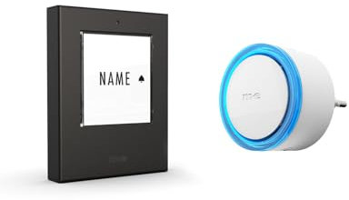 m-e Funkklingel BELL-571 Edelstahl Anthrazit mit Sender und Empfänger für 1-Familienhaus, Erweiterbare kabellose Türklingel mit 200 Meter Reichweite, Türglocke für Steckdose, Türklingel Funk