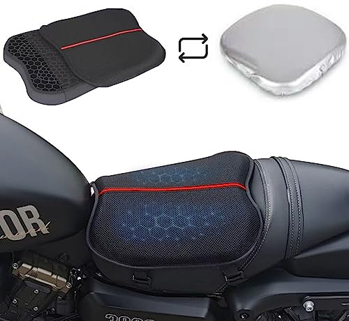 AriKroii Motorrad Sitzkissen Gel Sitzkissen Motorrad Stoßdämpfung, Gelkissen Motorrad Dreifacher Schutz, Abnehmbare Wärmeisolierungsabdeckung, Effektive Vermeidung von Schäden durch Sonne und Regen