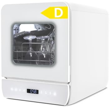 eklipt Mini lavastoviglie per 3 coperti, lavastoviglie da tavolo con 7 programmi con funzione di asciugatura, utilizzabile con/senza collegamento acqua, lavastoviglie 4,8 l, touch control per camper