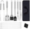 Utensilios Barbacoa de Acero Inoxidable Profesionales Accesorios Barbacoas, Juego de Herramientas para Parrilla de Barbacoa, Kit de Utensilios Accesorios de Barbacoa con Bolsa Fácil de Transportar