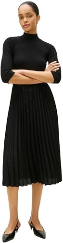 Tommy Hilfiger Vestido Mujer Slim Rib Mix Midi, Negro (Black), L