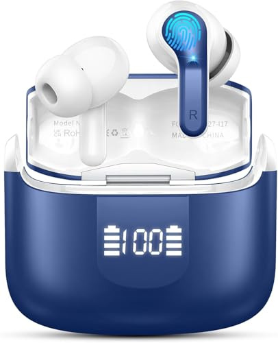 Ecouteurs Bluetooth sans Fil, 2025 Oreillette Bluetooth 5.4 HiFi Stéréo 3D, 48Hrs Ecouteurs sans Fil avec CVC8.0 Antibruit Mic, IP7 Étanche Casque san Fil Sport Écran LED, USB-C pour Android/iOS
