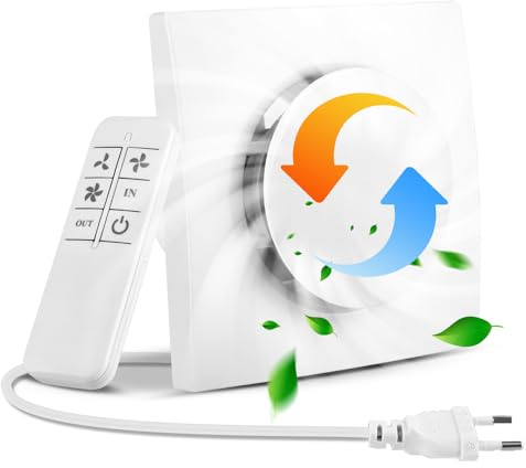 Strixorn Extracteur d'Air 100mm, VMC Salle de Bain, 130m³/h Ventilateur Économe en Énergie avec Télécommande, 2 Directions, 3 Vitesses, Puissante Ventilation, pour Salle de Bain, Cuisine, WC, Garage