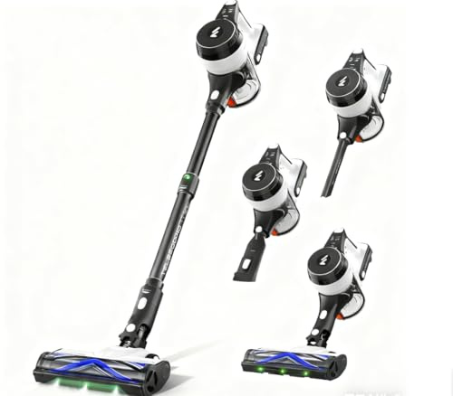 AlloyMove Cordless Vacuum Cleaner, 48Kpa/550W/65Mins Stick Vacuum Cleaners for Home, Anti-Tangle Vacuum Cleaner with Detachable Battery&Self-Standing, Lightweight Vacuum for Floor/Carpet/Pet Hair A01