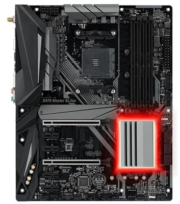 Cartes mères Fit for ASRock X470 Master SLI/AC Compatible avec Les processeurs AMD Ryzen 5 1600, 7 2700X, 1700X, 5600X, 5700X3D, 800X3D et 800X, 4 emplacements M.2 DDR4, Format ATX