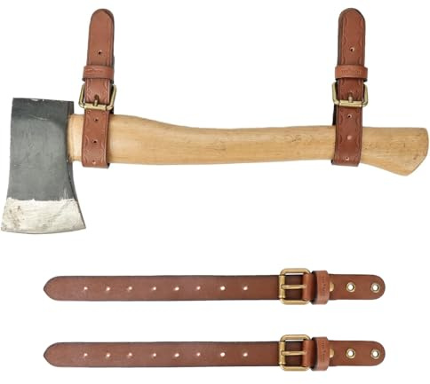 TOURBON Äkta läder vägghängande remmar yxa montering hållare verktygshängare gevär hagelgevär rack hölster (paket med 2 st)