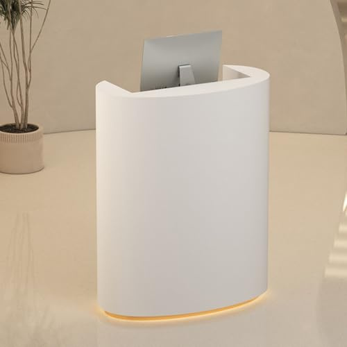 LVYWEX Comptoir D’Accueil avec éClairage LED, Tiroirs De Rangement Et Étagères Ouvertes Comptoir Caisse pour Bureau, Salon Ou Hall(Gold Rim,100cm)