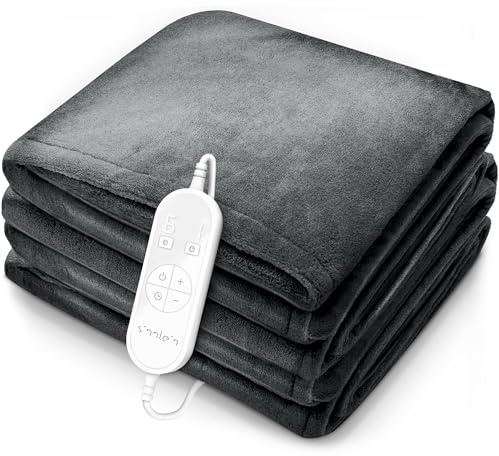 sinnlein® Heizdecke aus Plüsch 160 x 120 cm | elektrische Wärmedecke mit Abschaltautomatik | Kuscheldecke | Timerfunktion | 9 Temperaturstufen | waschbar bis 40°C | Digitalanzeige