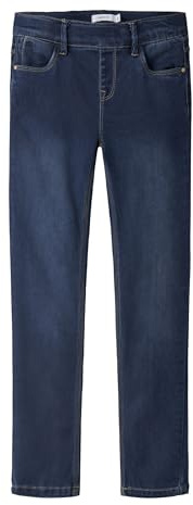 NAME IT Jeggings supersuaves para niña, Azul (Dark Blue Denim Dark Blue Denim), 92 cm