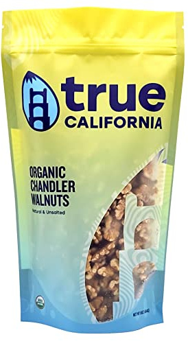 True California Organic Chandler Walnuts (1 LB) Natural & Unsalted, Raw, Shelled Halves & Pieces, Vegan & Gluten-Free