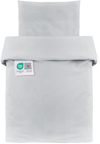 MAKIAN Baby Bettwäsche Set - 80x80 cm / 35x40 cm - 2-teilige Kinderbettwäsche aus 100% Baumwolle (Oeko-TEX® Standard 100 geprüft) - Passend für Babybett, Stubenwagen, Kinderwagen (Grau)