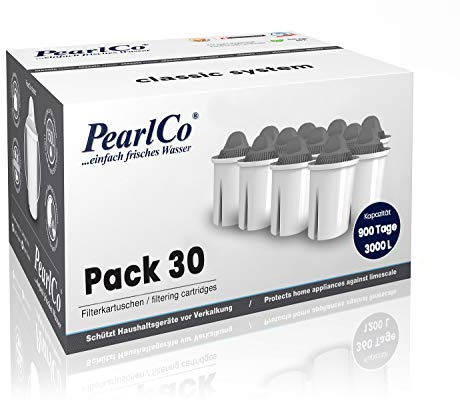 PearlCo - Protect+ classic Pack 30 Filterkartuschen für sehr hartes Wasser - passend zu Brita Classic