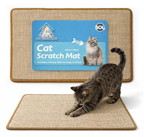 SOL Cat Scratching Mat 60cm x 40cm, Cat Scratcher Pads Made from Durable Sisal Fabric with Anti-Slip Backing, Protection for Furniture Sofa, Encourages Scratching for Kitten Play, Claw Maintenance