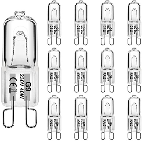 WeshLMPO G9 Halogen Bulbs 40W G9 Capsule Bulb Warm White 230V Dimmable for Oven 300 Degrees 12 Pcs
