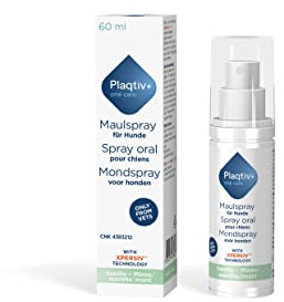 Plaqtiv+ Spray per musi, flacone da 60 ml, prodotto per la cura dei cani, può contribuire a una buona igiene delle museruole | può aiutare a inibire la formazione di tartaro