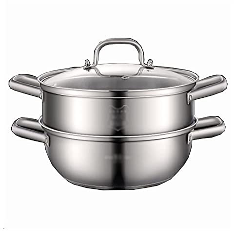 THEGA Pentola per Zuppa - Pentola per Zuppa di Pesce, Pentola A Vapore/pentola per Zuppa/pentola Calda in Acciaio Inox 304 Addensato A Vapore Grande Fornello A Induzione Domestico Fornello A Gas