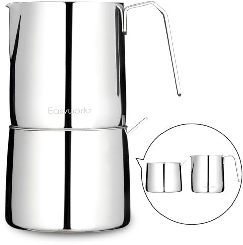 Easyworkz Stainless Steel Sugar Bowl and Creamer Set, with Spoon and Anti-Drip Spout, Stackable Design, Chrome