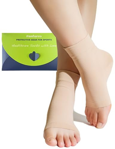 Panfurco Compression Ankle Support Sleeves Relieve Ankle Pain,— Lightweight, Breathable, Ideal for Plantar Fasciitis, Neuropathy functional Socks - Women & Men (XL, Beige)