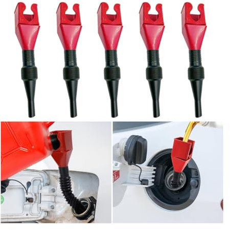 JNNJ 5 Pièces Entonnoir à Essence Pour Voiture, Entonnoirs De Carburant De Bouche Plastique Flexibles, Entonnoir De Carburant Bouche, Entonnoir à Essence Pour Moto, Voiture, Essence(Rouge)