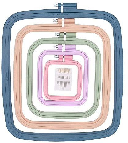 ISTOVO 5 stycken broderiramar, rektangel broderiram, korsstygn ring, verktyg för konst att mobiltelefon, med nålar