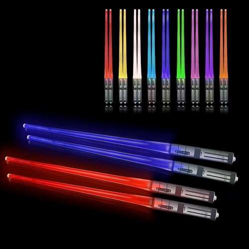 Light Up Bacchette Lightsaber Bacchetta Cinese con 9 modalità di colore, SOARFLY Lightsaber Bacchetta riutilizzabile senza BPA Illuminating Chopsticksper cucina cena party sushi 2 paia