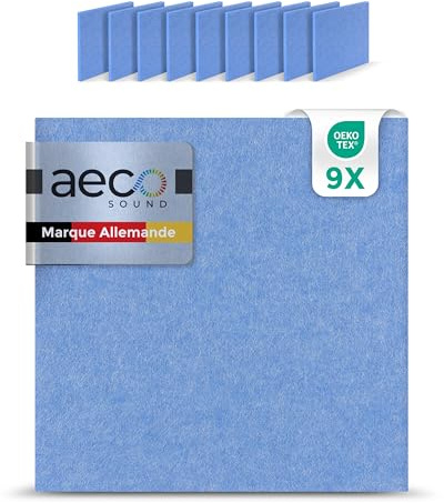 Aeco Sound Self-Adhesive Acoustic Panels - Set of 9 | 30 x 30 cm | Acoustic Felt Sky Blue, Extra Thick 15 mm - 3D Wall Panels for Sound Insulation & Indoor Wall Cladding