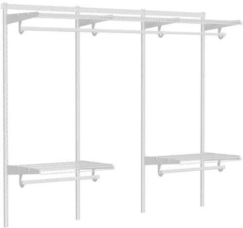 MODCART 6-10FT Closet Shelving System, Adjustable Metal Wire Shelf, Wall-mounted Closets Kit with Expandable Hanging Rod, DIY Organization Rack for Walk-in/Built-in Wardrobe of Bedroom, Laundry