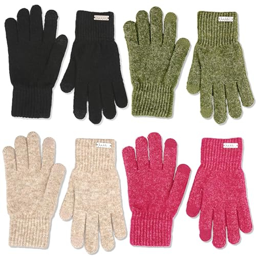 Nicole Miller Womens Winter Cold Weather Gloves Pack Of 4, Multicolor
