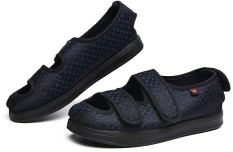 Generico Sandali Estivi Larghi per Diabetici Ortopedici Traspiranti con Chiusura Regolabile Scarpe Ortopediche per Piedi Gonfi diabetici (Blu, Sistema Taglie Calzature EU, Adulto, Numero, Larga, 45)