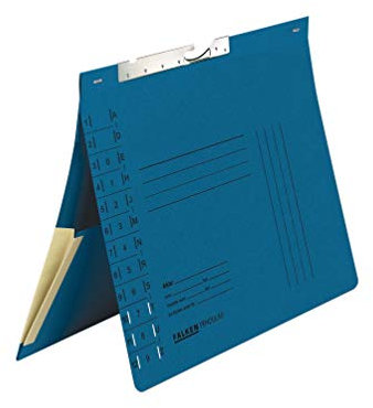 Original Falken 50er Pack Pendular Pendelhefter. Made in Germany. Aus Recycling-Karton mit Behördenheftung, Schlitzstanzung und Dehntasche für DIN A4 blau Hefter Blauer Engel