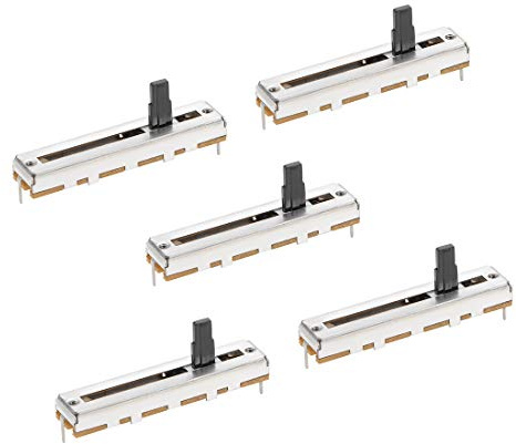sourcing map 5pcs Fader Variable Resistors Mixer 45mm Straight Slide Potentiometer B10K Ohm Linear Potentiometers for Dimming Tuning