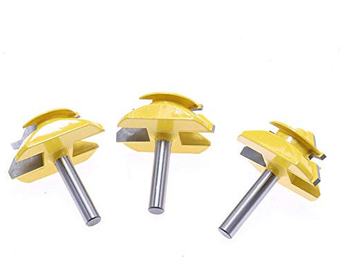 Tre frese a 45 gradi con gambo da 8 mm, coltelli a tenone per la lavorazione del legno e per la lavorazione del legno per la finitura, l'incisione e l'intaglio