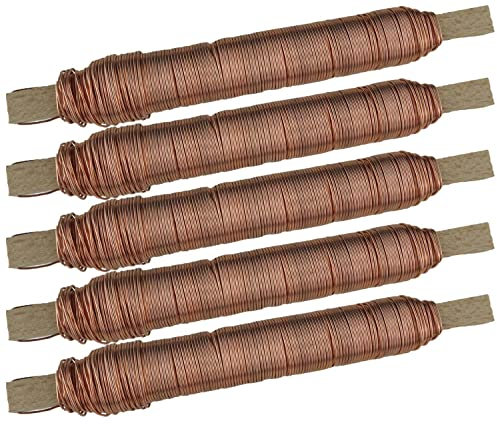 varivendo Blumendraht Wickeldraht 5 Rollen à 100 g, 0,65 mm – verkupferter Bindedraht für Kränze, Girlanden, Adventskranz Deko, Garten & Basteln, auf Holzstäbchen aufgewickelt