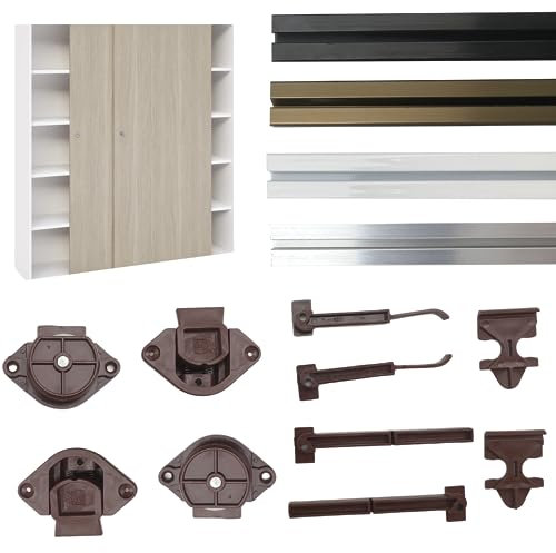 EVOTRADE Sistema de hardware para puertas correderas para 1 o 2 puertas – Riel de 2 metros + carros – Color a elegir – Peso máximo de la puerta: 55 kg (1 puerta, riel blanco)