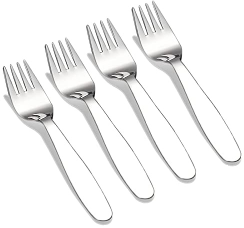 VANRA 4 PCS Kinder Gabeln Set 18/8 15cm Edelstahl Kinderbesteck Set Silber Besteck Geschirr Set für Haus Schule (4 Gabeln)