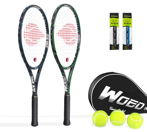 WOED BATENS Adult 2 Player Tennis Racket Perfect for Beginner and Professional Players, 27” Speed Tennis Racquet Include Overgrips, Tennis Bag, Vibration Dampes, Covers