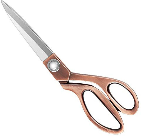 KUONIIY Tijeras de costura de alta resistencia 24cm - Tijeras profesionales de corte de cobre de acero inoxidable para tela cuero sastrería artistas estudiantes modistas.