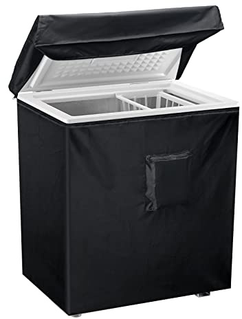 Luxiv Black Chest Freezer Cover - Waterproof, 40Lx25Wx35H, Zipper Pocket, Strap