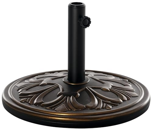 Outsunny Base de Sombrilla Peso 13 kg Soporte para Parasol Redondo de HDPE y Cemento para Poste de Paraguas de Ø35/38/48 mm para Terraza Patio Jardín Playa Ø48x34 cm Bronce