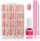 240 Stück Press On Nails - Französisch Falsche Nägel Zum Aufkleben Set - Künstliche Nägel Short Ballerina Nail Art Manicure Fake Nails für Damen und Frauen (French-Short Ballerina)