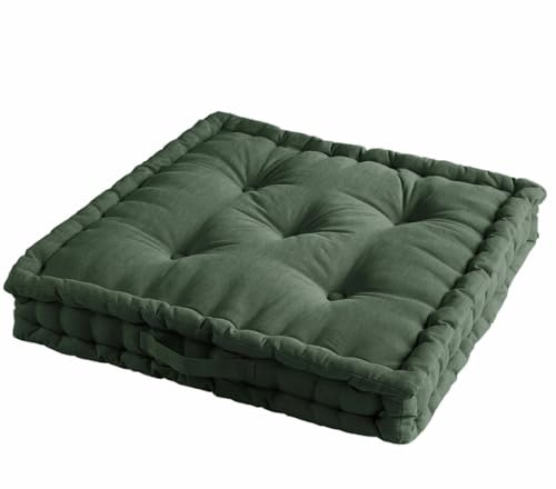 Acomoda Textil – Cojín de Suelo Acolchado con Asa de Transporte. Cojines para Palets, Banco, Silla y Suelo, Asiento Cómodo Decorativo para Interior y Exterior. (Caqui, 45x45cm, 1 Unidad)