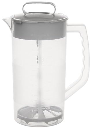 Mixing Pitcher Juice Jug, Leak Preuve Mixing Pitcher, Tea Pitcher Juice Mixer, Easy-Mix Juice Container Angled Blades and Adjustable Mixer Plunger for Juice, Tea, Boisson Container