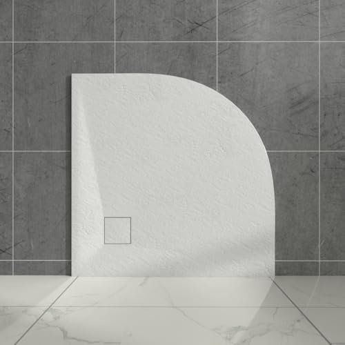 Aquariss Quadrant 900x900mm White Shower Tray with Waste Trap Slate Effect Slip-Resistant Cubicle Base for Bathroom Enclosure Wetroom
