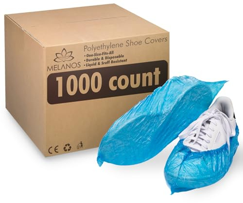 Melanos Couvre-Chaussures Durables Et Jetables - 1000 Pièces (500 Paires), Bleu, Résistants À L'Eau, Protège-Chaussures En Polyéthylène, 15x41cm, Taille Unique, Protège Contre L'Eau